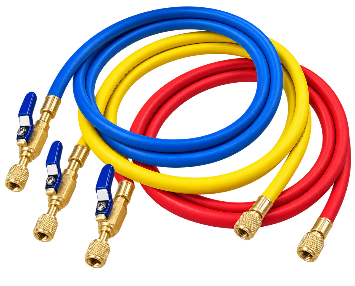 60" Charging Hose RYB 3-Pack, Compact Ball Valve