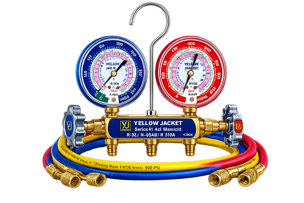 Series 41 A2L Manifold with PLUS II™ 1/4" Hoses 60" 3-Pak RYB, PSI °F