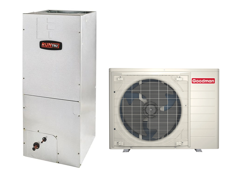 Goodman 1.5 Ton 17.5 SEER2 Side Discharge Heat Pump System with Air Handler - R410 - 230V