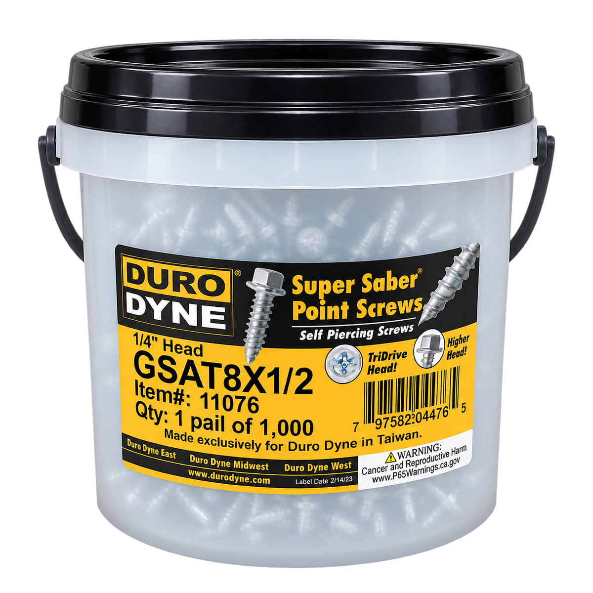 Duro Dyne GSAT8X1/2 Super Saber Self Piercing Screws 1000/PK