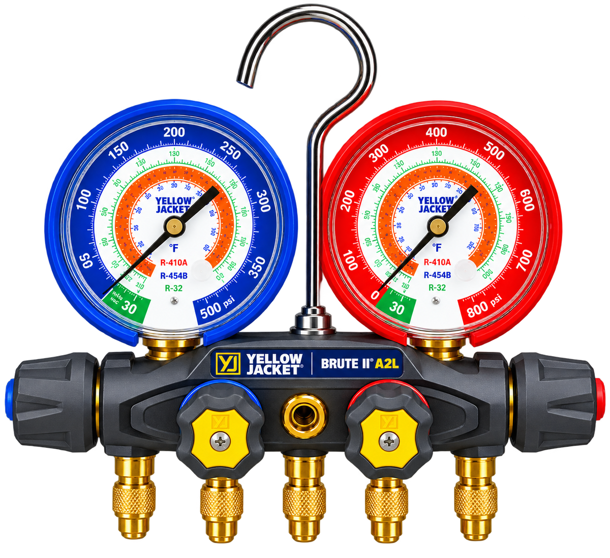 BRUTE II A2L Manifold with PLUS II 1/4" Hoses 60" 3-Pak RYB