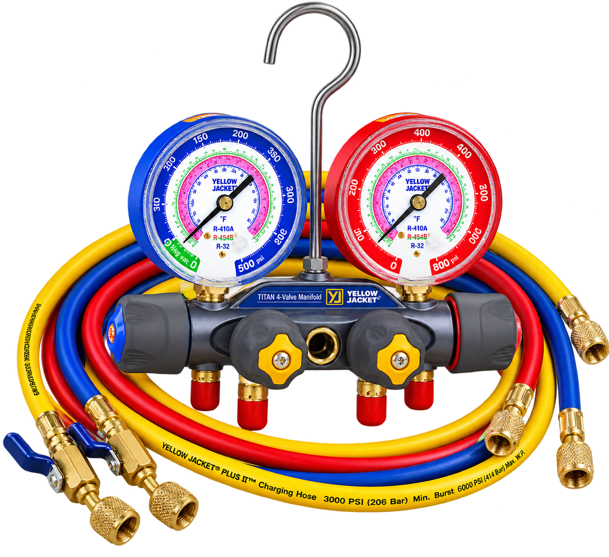 TITAN A2L 4-Valve Manifold, PLUS II w/ Hoses