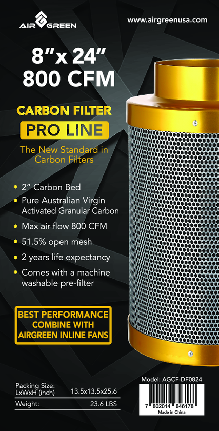 AirGrean 8″ X 24″ Carbon Filter