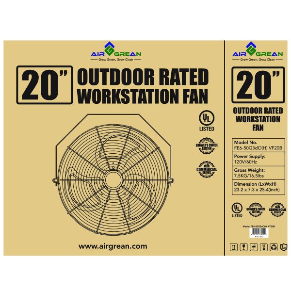 AirGrean Outdoor Rated Workstation Fan 20″