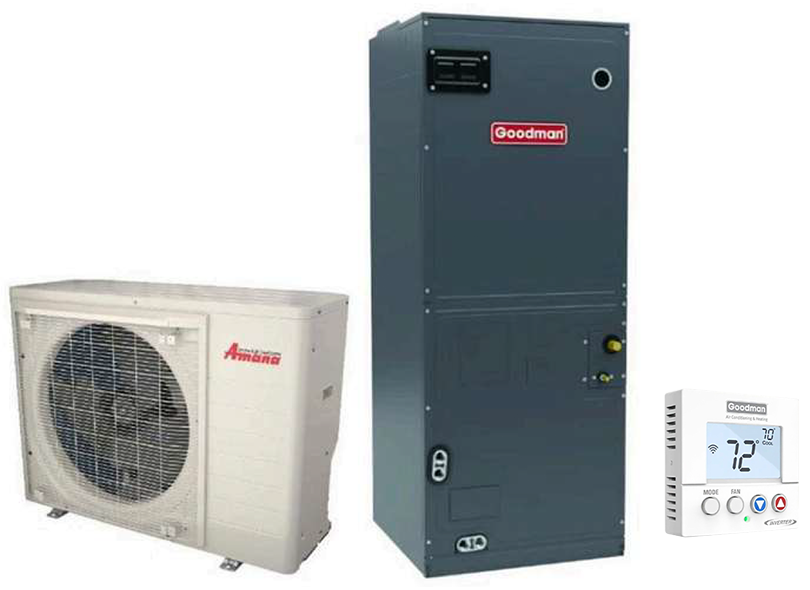 Amana 4 Ton 16.2 SEER2 Side Discharge Heat Pump System with Air Handler & WiFi Thermostat - R410 - 230V