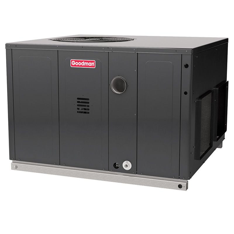 Goodman air conditioning unit on a white background