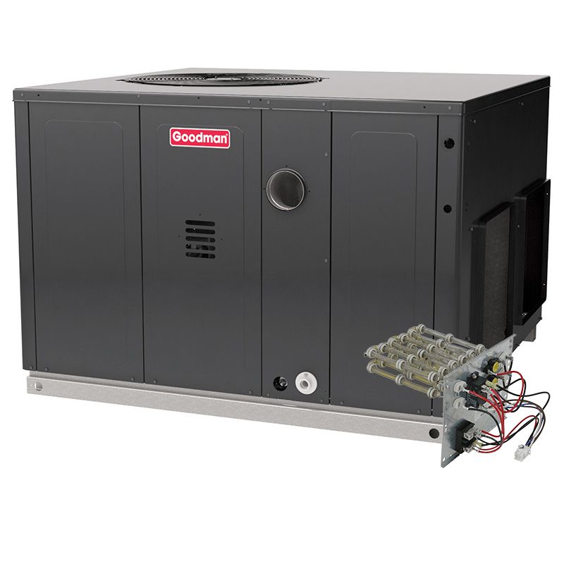 Goodman air conditioning unit on a white background